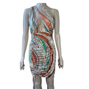Stylish Multicolor One-Shoulder Dress